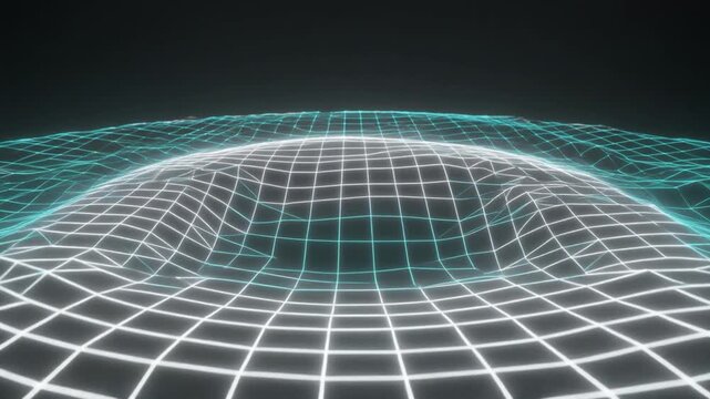 White teal glow grid forming circular wave distortions minimalistic ambient futuristic cinematic surreal ethereal ambience cascading softly glowing abstract unique style