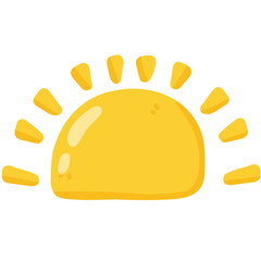 Bright Yellow Cartoon Sun Illustration, Hand-Drawn Summer Sunshine Graphic