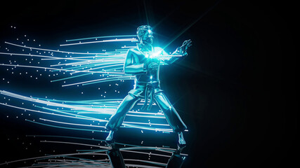Conceptual 3D illustration of a karateka motion design