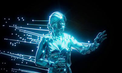 Conceptual 3D illustration of a karateka woman motion design