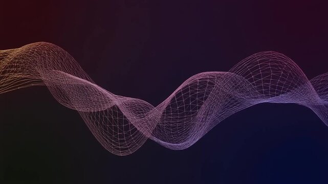 Thin wireframe mesh lying dark gradient background forming slow moving fluid futuristic cinematic surreal ethereal ambience cascading softly glowing abstract unique style