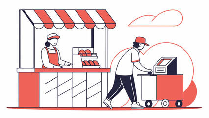 Flat Design Coffee Shop Interior Vector Illustration