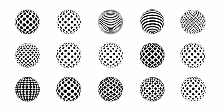 Arrangement of monochrome optical illusion egg shapes in a grid pattern