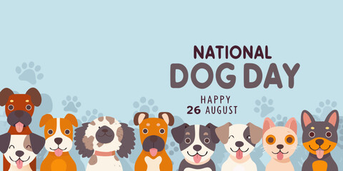 National dog day celebration with various cute cartoon dog breeds © Sanjoy