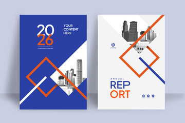 Fototapeta premium Business Report Cover Template – Blue Geometric Layout (A4)