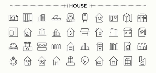 House line icon set. Line icons with editable stroke. Residential icon set. Related to residential, page, real, apartment, home, building, construction and more.