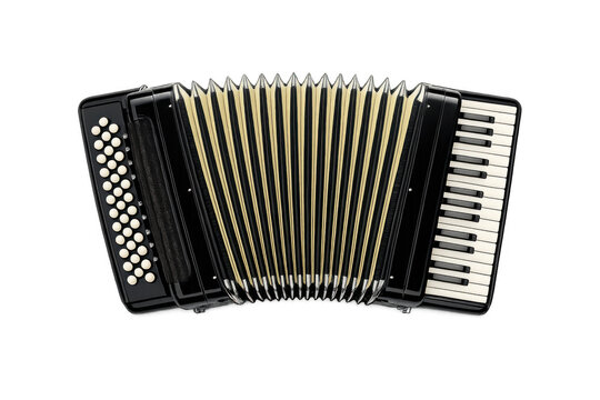 Vintage accordion musical instrument on gray background