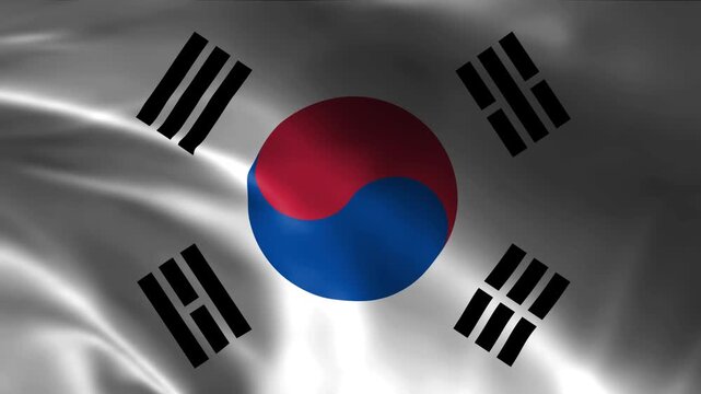 Realistic Waving South Korea Flag Animation - Cinematic National Symbol of Republic of Korea for Travel, Business, and Culture