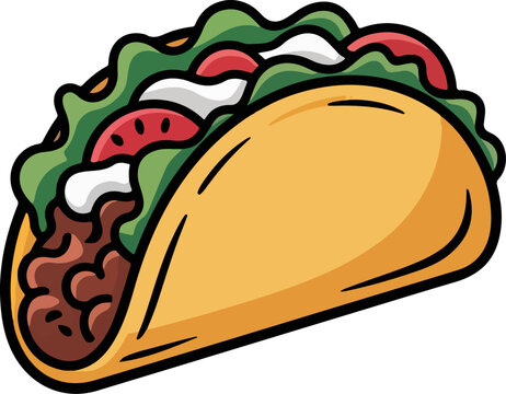 Colorful Hard Shell Taco Illustration