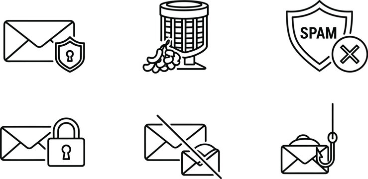 Email security and spam protection icons