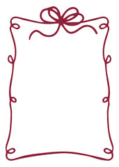 Decorative Hand Drawn Frame with Bow and Curved Corners, Vintage Feminine Border for Invitations, Cards, Stickers, Branding and Scrapbook Design