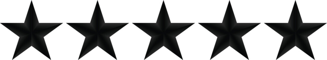 Five-star rating icon isolated on transparent background for reviews and feedback