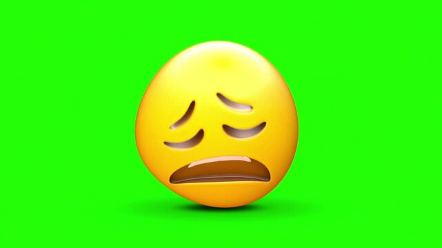 Disappointed Face emoji 4k stock animation video on a green screen background for chroma key background for video editing