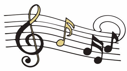 Fluid musical notes forming a simple melody over a clean white background.