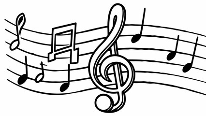 Fluid musical notes forming a simple melody over a clean white background.