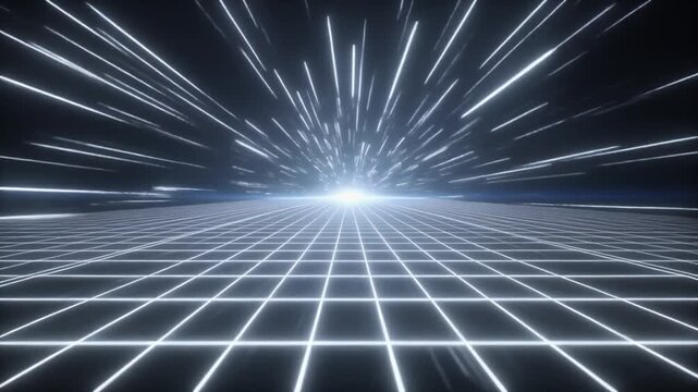 White hot neon grid firing sharp pulses energetic high tech futuristic cinematic surreal ethereal ambience cascading softly glowing abstract unique style