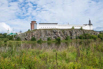 Summer cityscape with the ancient Kremlin. Verkhoturye, Sverdlovsk region, Russia