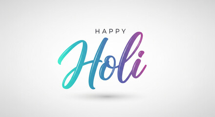 Elegant happy holi vector typography with modern gradient lettering on clean background for festival greeting card banner poster branding and creative design use