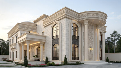 Obraz premium Historic stone architecture of the Church of St Nicholas and the Church of the Holy Trinity in Moscow features an ancient classic facade and landmark columns under a clear European sky