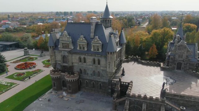 Garibaldi castle stands by volga river in autumn 07