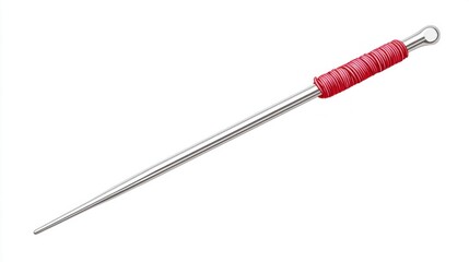 Professional stainless steel comedone extractor tool with red grip for skincare