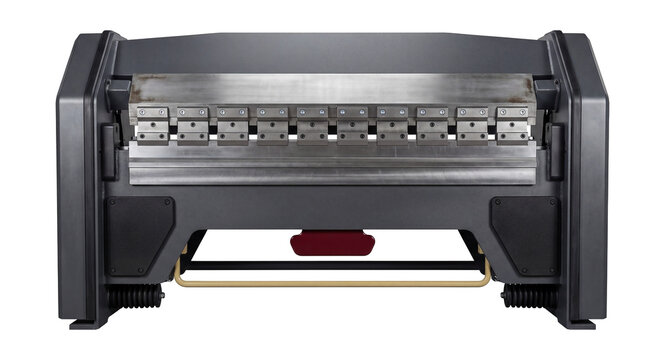 Hydraulic sheet metal bender with an automatic crowning system.