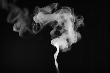 White Incense Smoke Rising Isolated on Black
