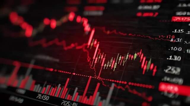 Stock Market Crash Data Visualization Red Graph Bear Market Downtrend