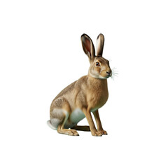 Obraz premium Brown hare sitting on transparent background