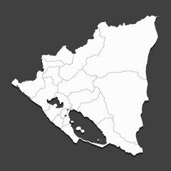 Obraz premium Vector map country Nicaragua divided on regions