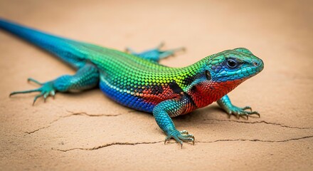 Fototapeta premium African rainbow lizard on stone surface