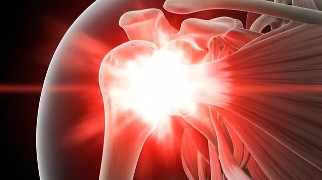 Visualization of Shoulder Joint Anatomy and Inflammation Indication in Medical Illustration