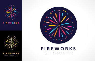 fireworks and stars logo vector design