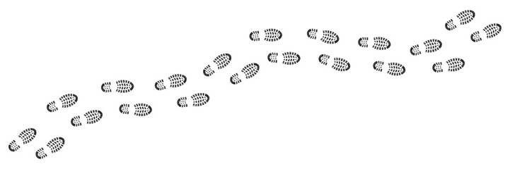 The Step Up footprint trail includes human traces such as shoe prints, paths, or boot print tracking routes Vector illustration © TaqwaaArtworks
