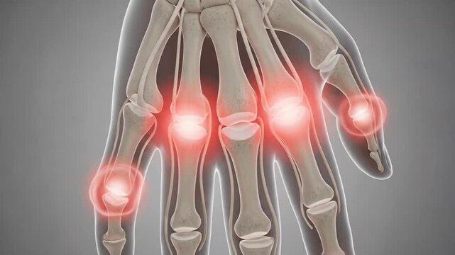 Visual representation of joint pain highlighting inflamed areas in human hands