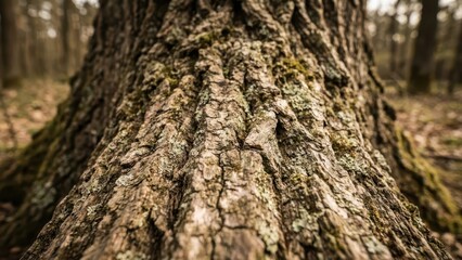 Obraz premium Macro close-up of deeply textured, weathered tree bark showcasing rich organic patterns and earthy tones