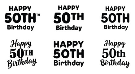 Obraz premium Collection of happy 50th birthday typography designs