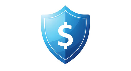 Obraz premium Blue shield with dollar sign symbol isolated on white background