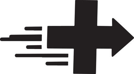 Obraz premium Medical Cross Symbol Silhouette Simple Plus Sign Icon Illustration Healthcare Cross Black Silhouette