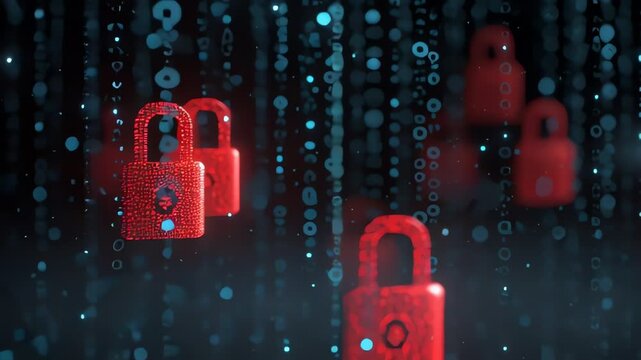 Digital Security Red Padlocks Cyber Risk Data Protection Background