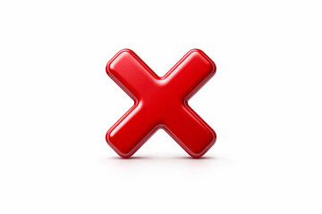 Obraz premium Red 3D Cross Icon Isolated on White Background