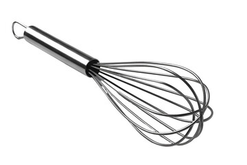 Metal whisk kitchen utensil isolated on transparent background