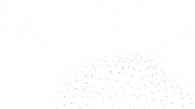 Abstract minimalist design featuring a radial pattern of small colored dots concentrated in the lower right corner over a clean white background