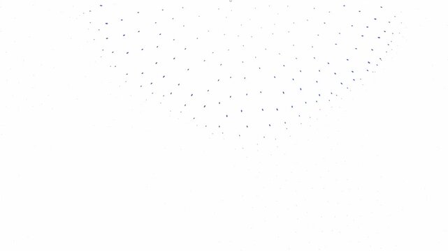 A dynamic radial array of colorful dots spreading across a white background forming a semicircular gradient with geometric spacing and modern aesthetic design