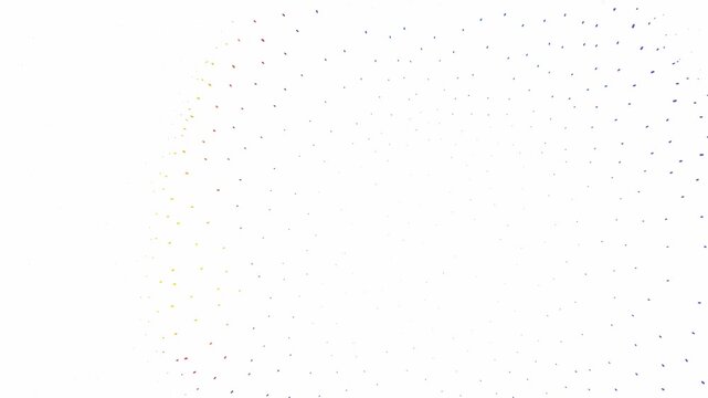 Symmetrical abstract pattern with blue and red dots radiating outward from center forming a circular design on white background with gradient color transitions