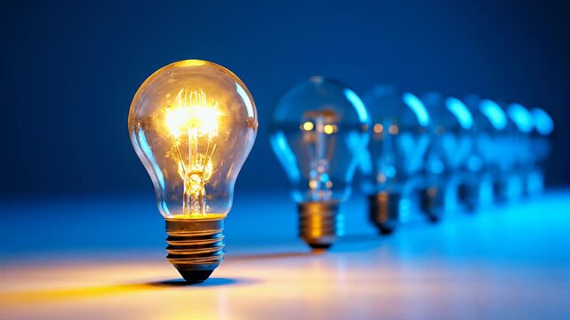 Illuminating Ideas - A Captivating Visual of Light Bulbs in a Row.