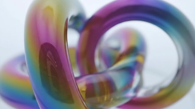 Iridescent metallic tangle abstract background with swirling rainbow colors and reflections