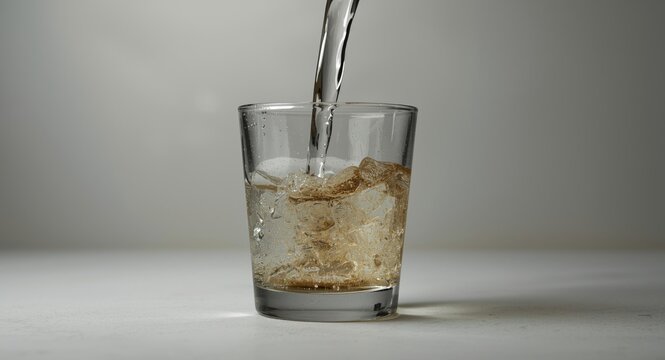 Filling a glass with questionable water quality from a source highlighting health concerns