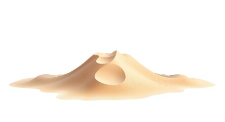 Innovative 2d cartoon of a sand dune pile on a fresh white background as a decorative motif