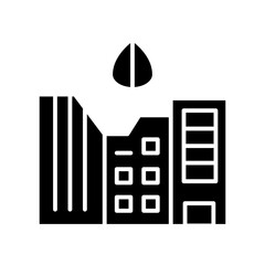 green city black line icon.